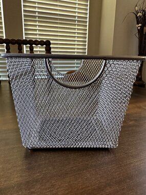 Design Ideas Small Square Silver Metal Mesh Storage Basket - 7"L x 7"W x 5"H